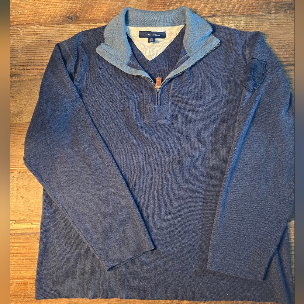 Tommy Hilfiger Mens Navy 1/4 Zip Sweater Preppy